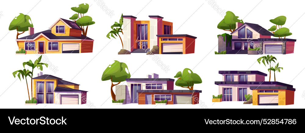Modern luxury suburban mansion with garage Modern luxury suburban mansion with garage vector image