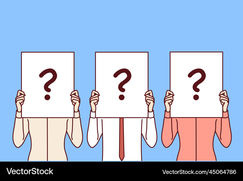 People Hiding Faces with Question Marks Vector Image