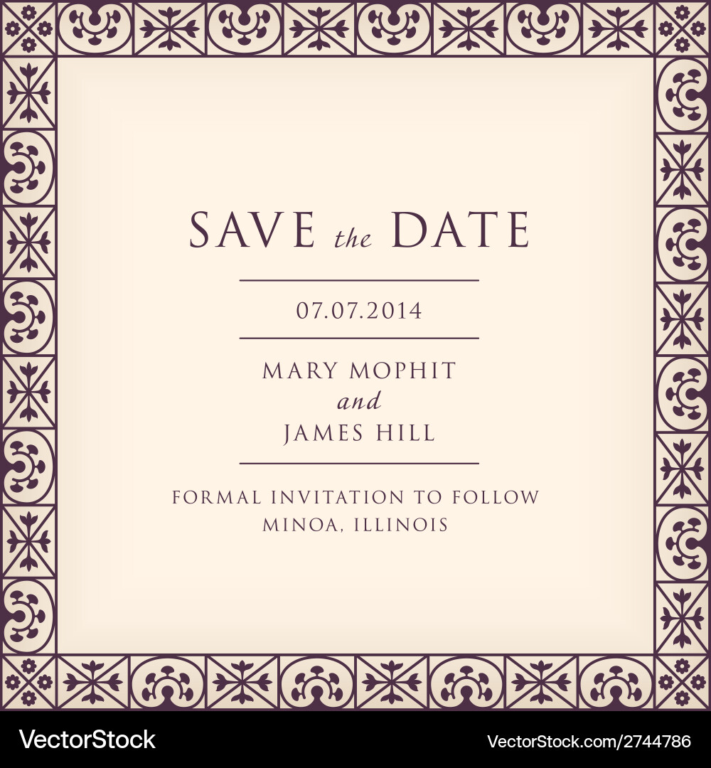 Renaissance Save the Date Invitation vector image
