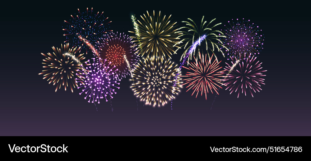 Shimmering firework display realistic Shimmering firework display realistic vector image