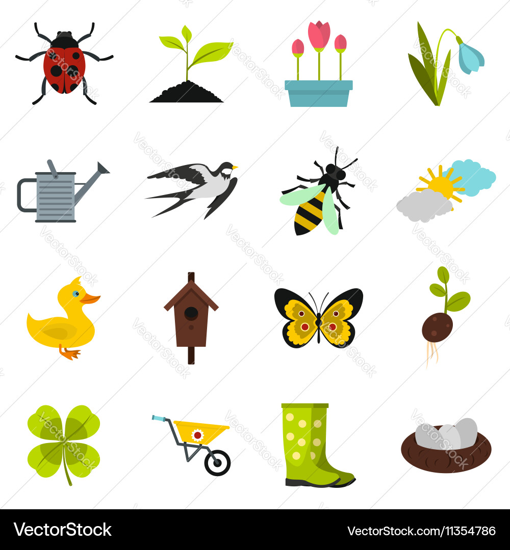 Spring Icon Set - Floral & Nature vector image
