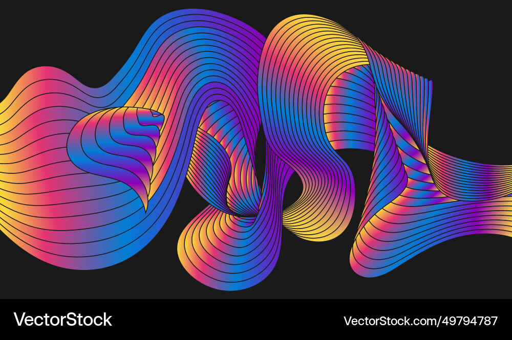 A colorful wave gradient design of sinuous line vector image