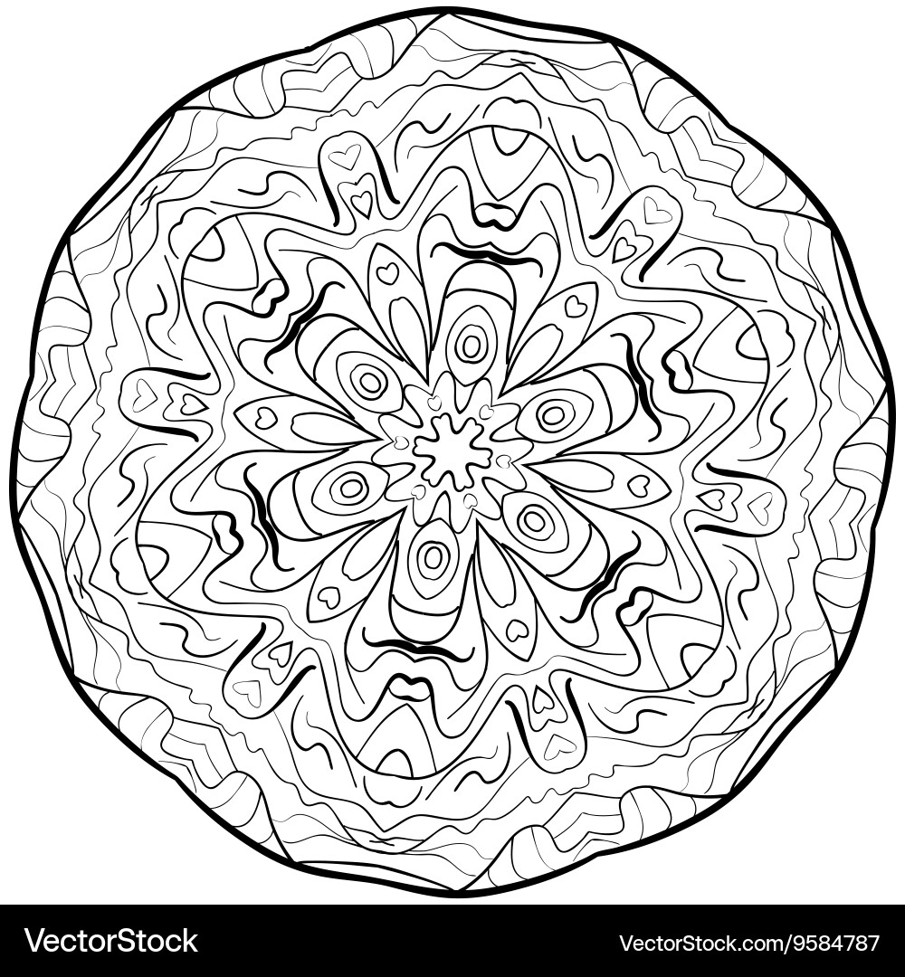 Abstract mandala circular monochrome pattern Vector Image