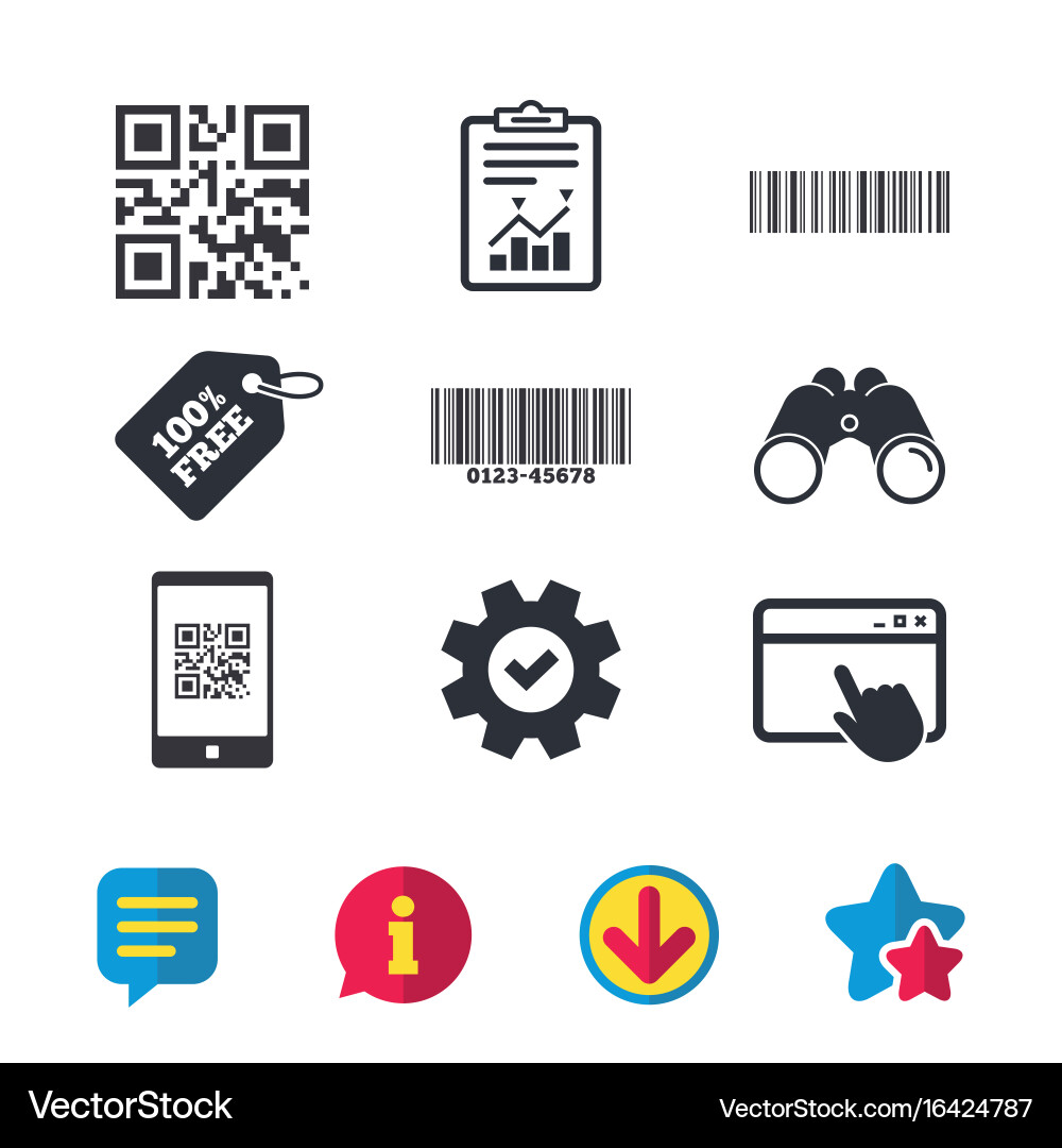 Bar and qr code icons scan barcode symbol vector image