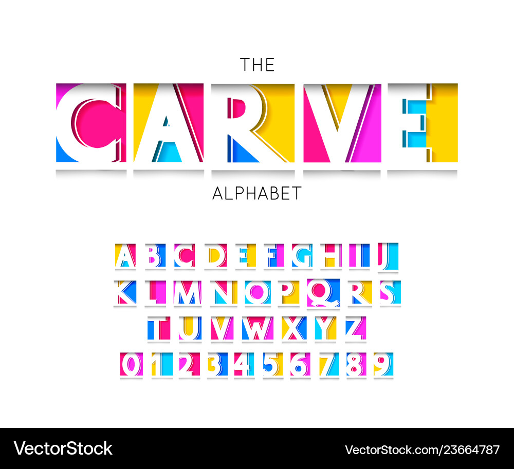 Carve Alphabet & Number Set vector image