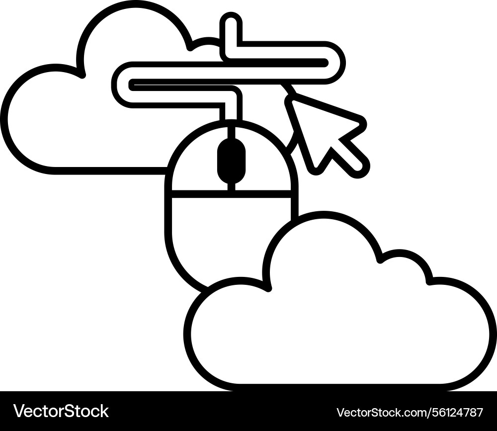 Cloud with a arrow pointing to mouse Cloud with a arrow pointing to mouse vector image