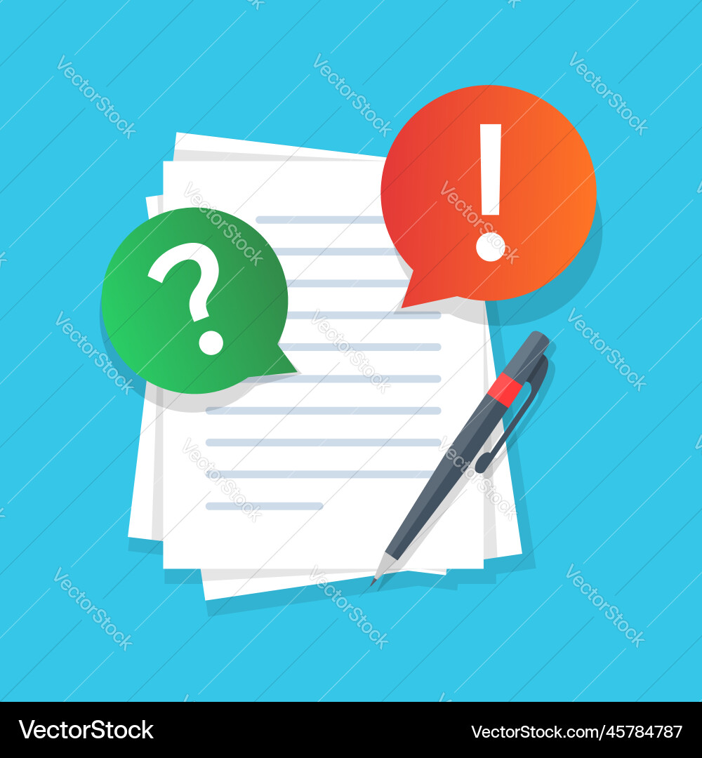 Document with question mark and pen icon in flat Vector Image