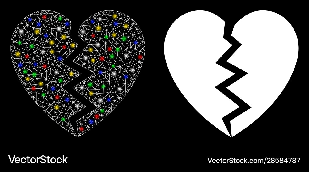 Flare mesh network broken heart icon with Vector Image