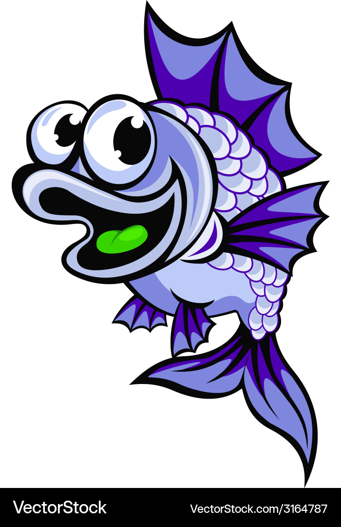 Funny violet fish Royalty Free Vector Image - VectorStock