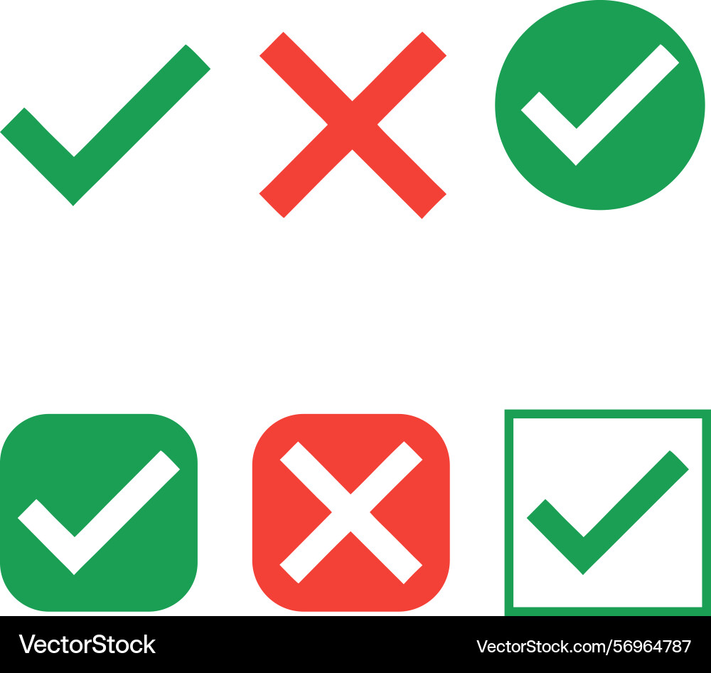 Green checkbox red cross icon right wrong vector image