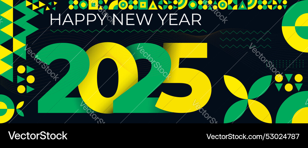 Happy new year 2025 typography greeting card Happy new year 2025 typography greeting card vector image