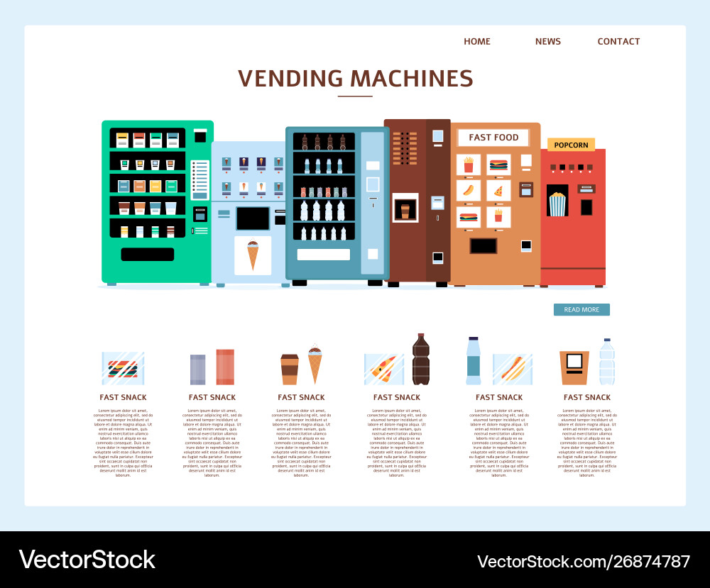 Landing page website with food vending machine Vector Image