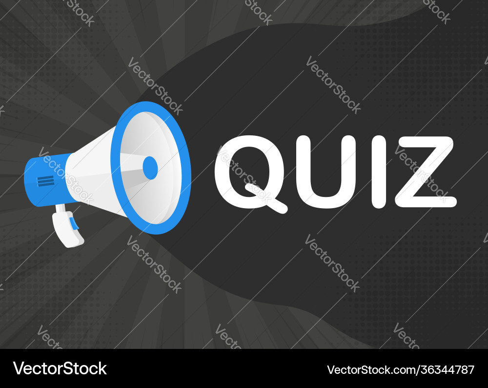 Megaphone quiz with blue objects on gray pop Megaphone quiz with blue objects on gray pop vector image