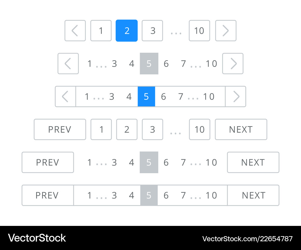 Pagination bar page navigation web buttons Pagination bar page navigation web buttons vector image