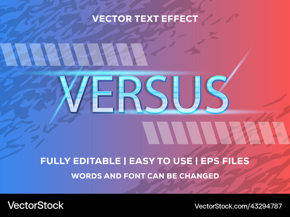Versus text effect fully editable words and font Vector Image