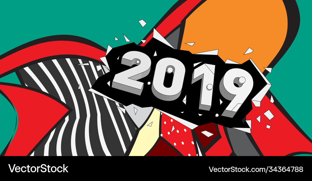 2019 new year text with colorful abstract 2019 new year text with colorful abstract Vector Image