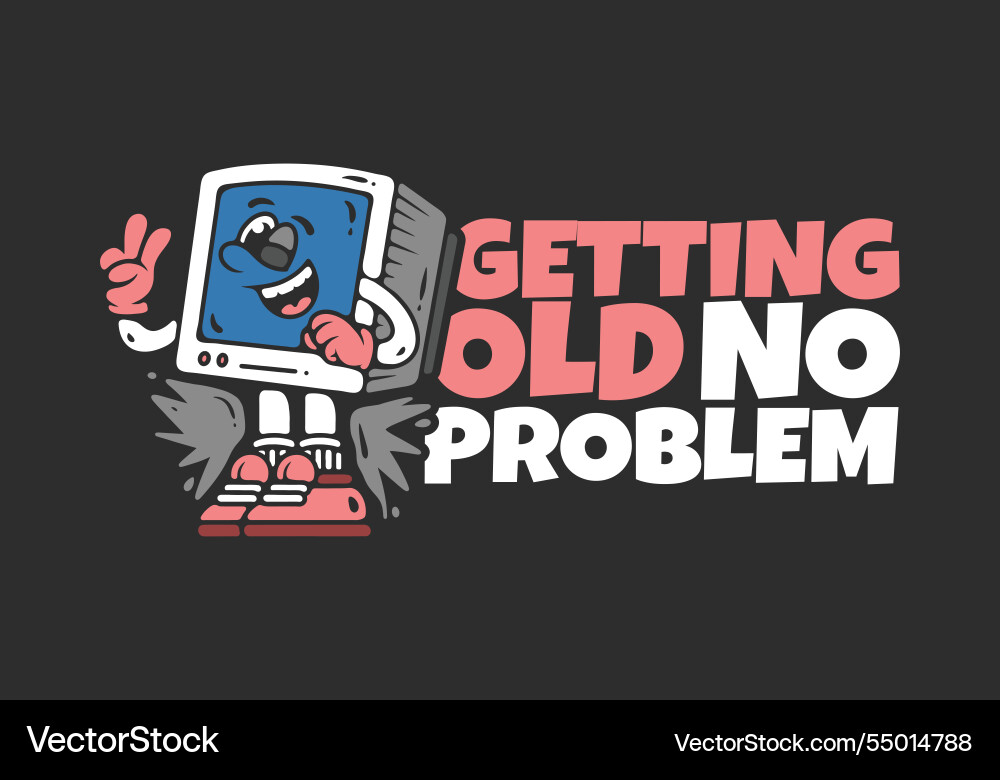 Alte kein Problem Box Monitor Charakter Alte kein Problem Box Monitor Charakter Vektorbild