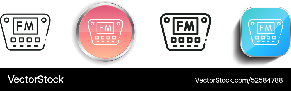 Car radio icon thin linear regular and button Vector Image
