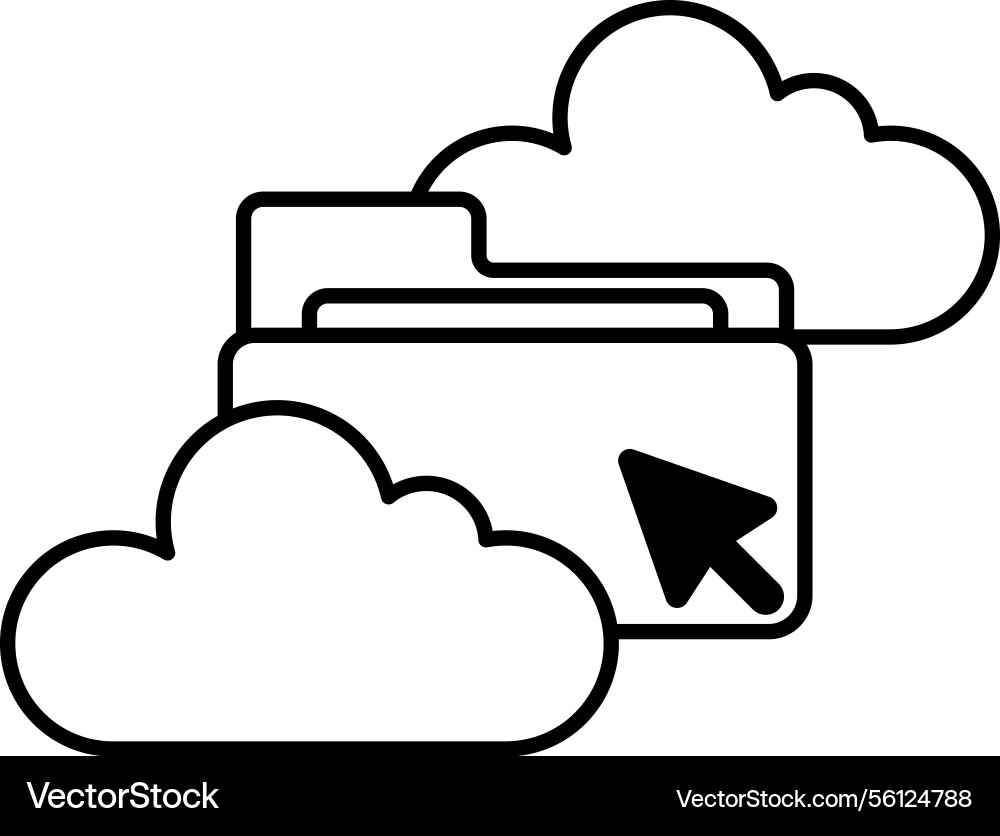 Cloud with a folder and mouse cursor Cloud with a folder and mouse cursor vector image