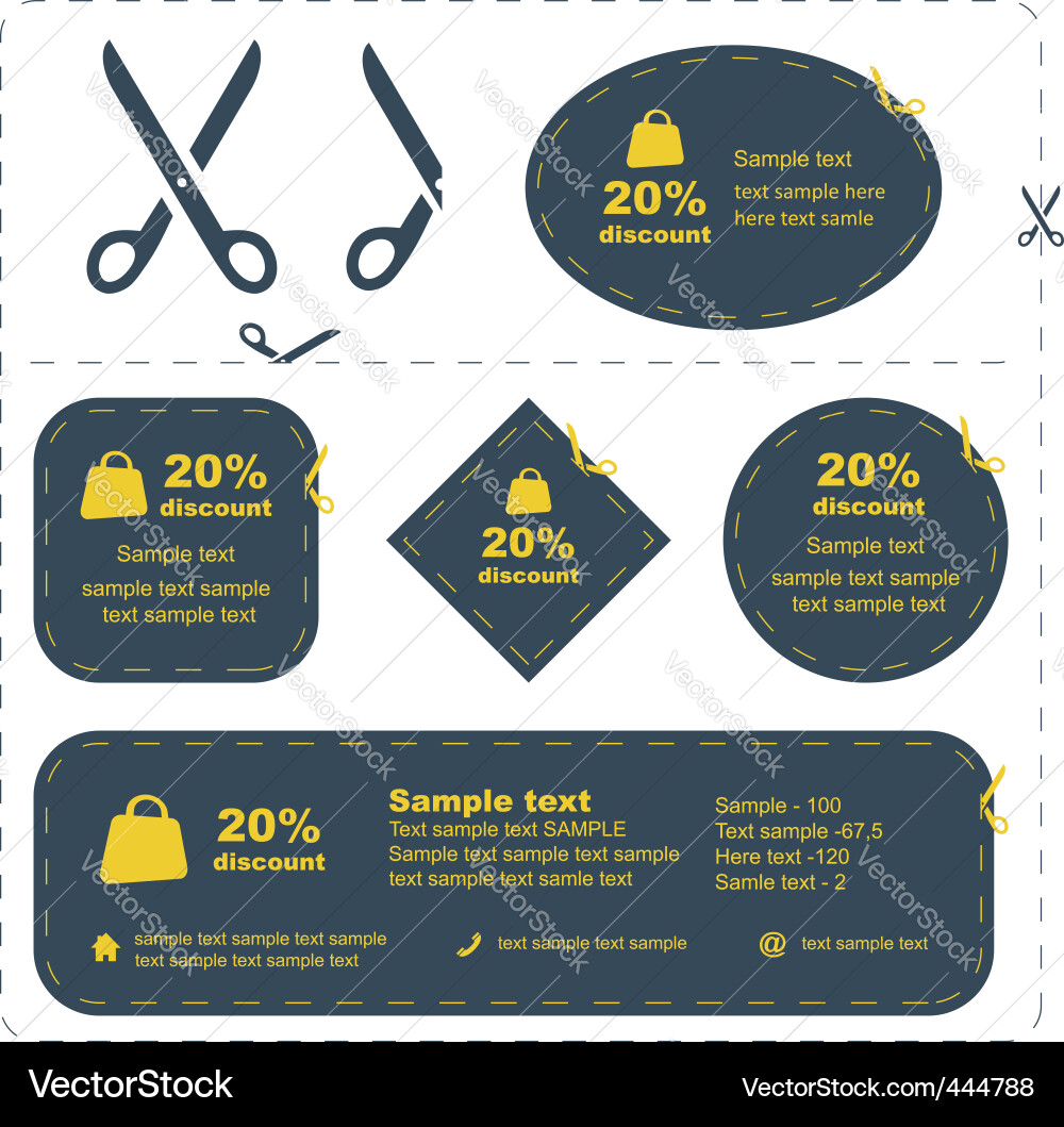 Cut Line Scissors Template vector image