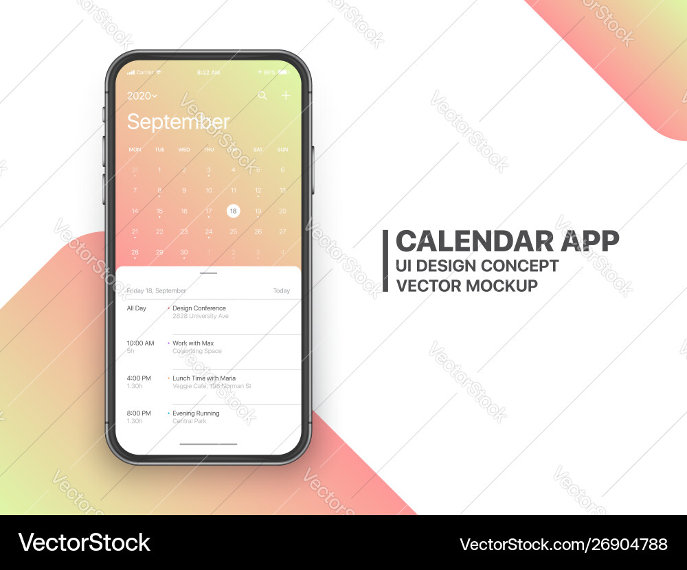 Design calendar app ui ux concept Design calendar app ui ux concept vector image