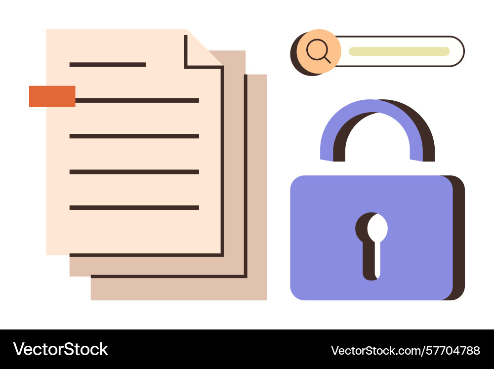 Document security with search function and lock Document security with search function and lock Vector Image