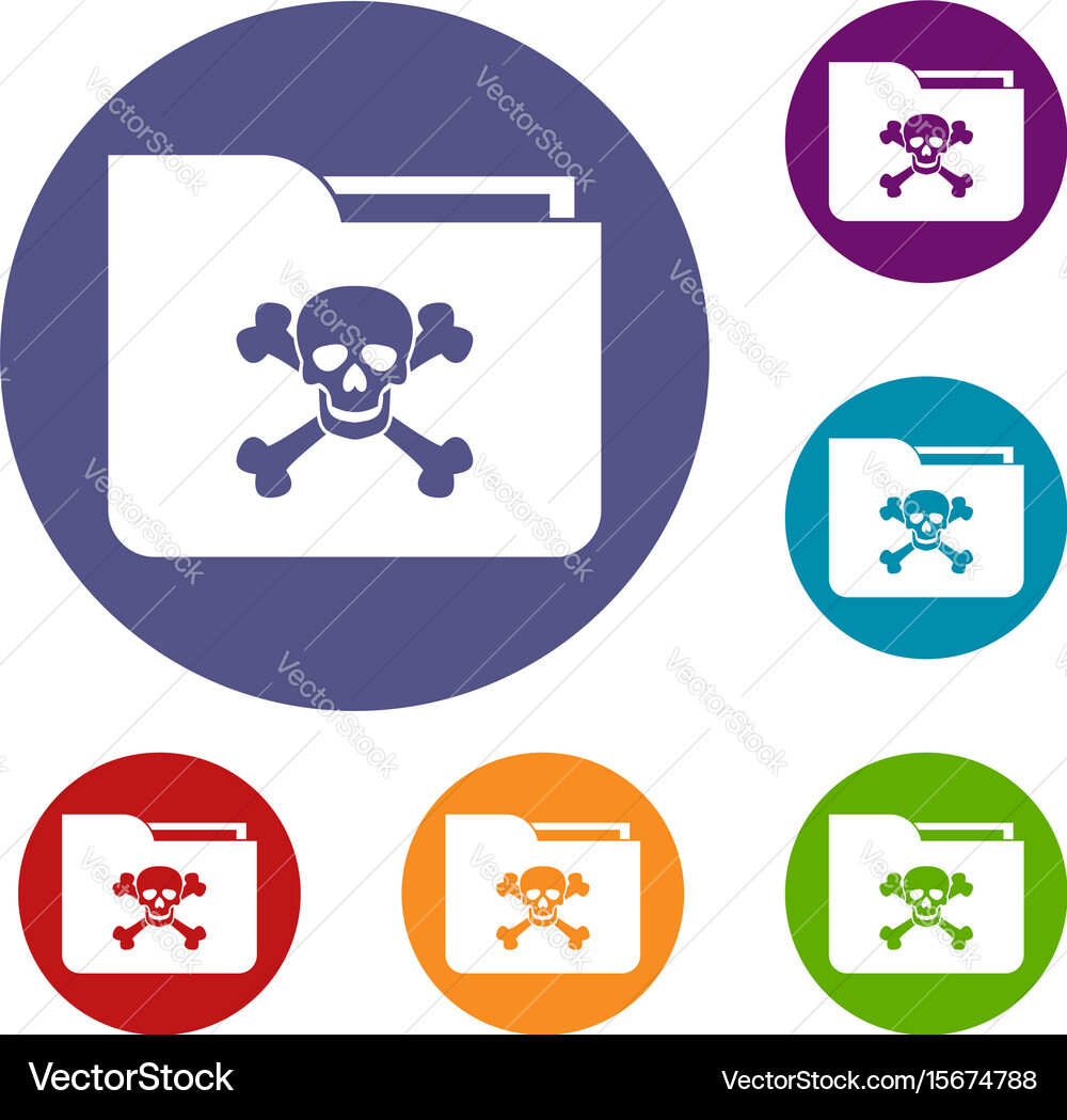 File folder with a skull icons set Vector Image