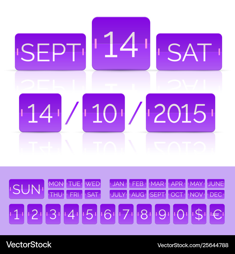 Flat violet calendar with analog flip Flat violet calendar with analog flip vector image