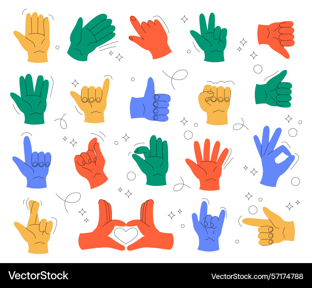 Gestures and hands showing non verbal elements Vector Image