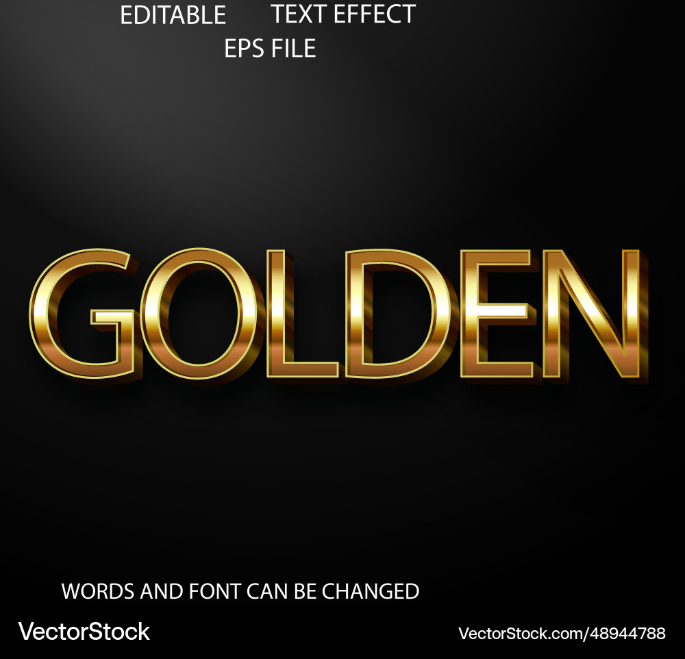 Golden editable text effect 3d font style use vector image
