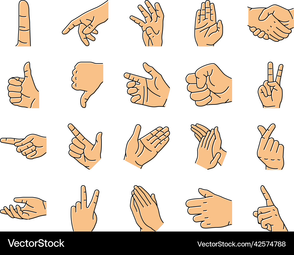 Hand gesture and gesticulate icons set Vector Image