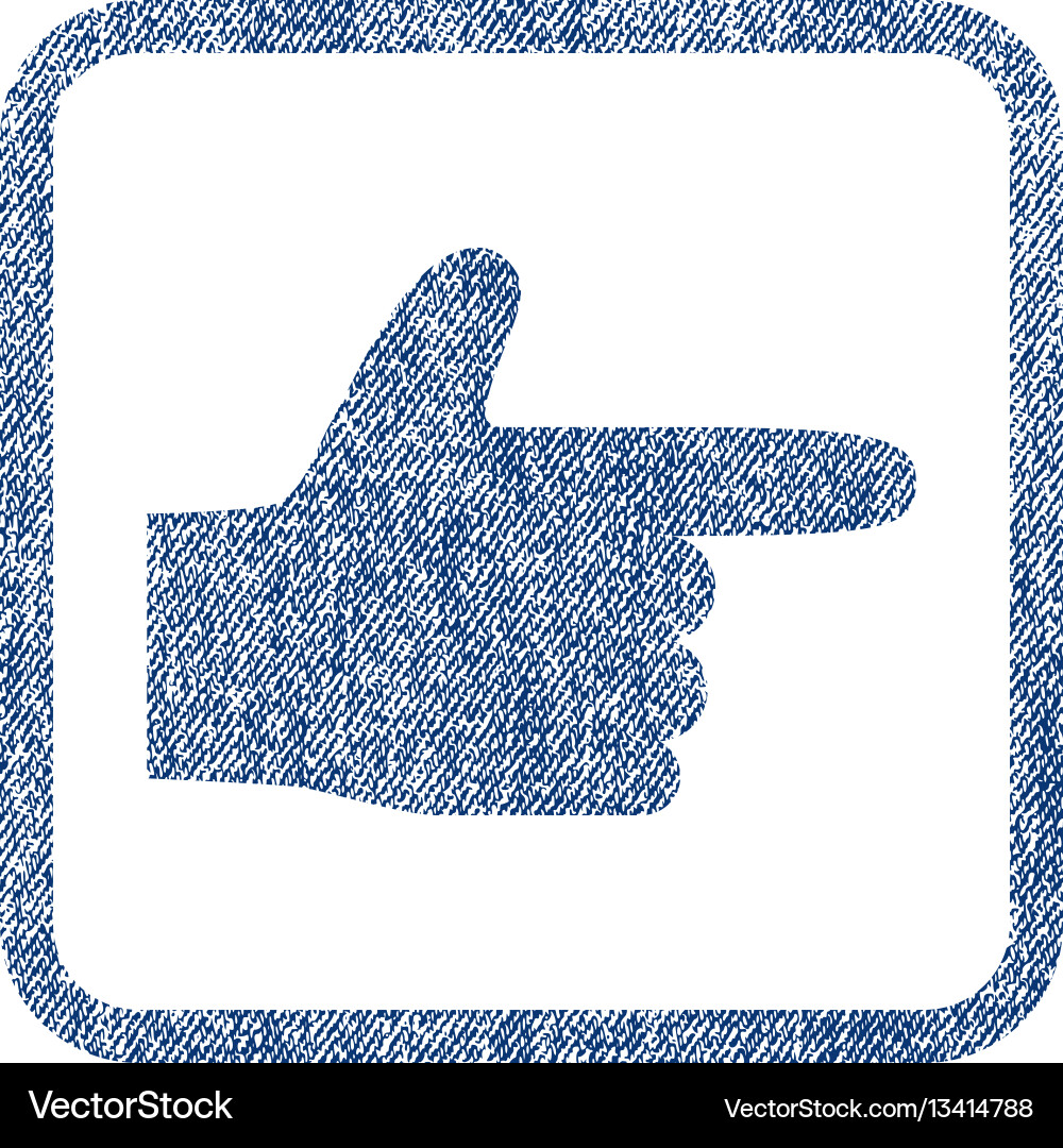 Hand pointer right fabric textured icon vector image