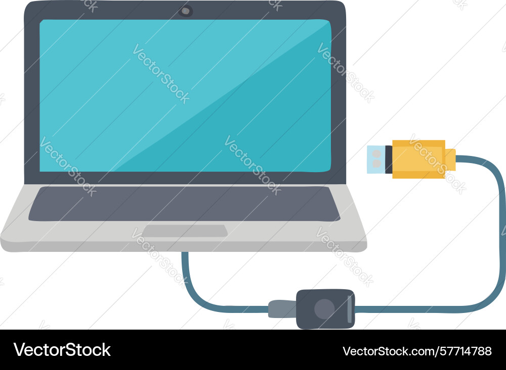 Laptop with external monitor connection design vector image