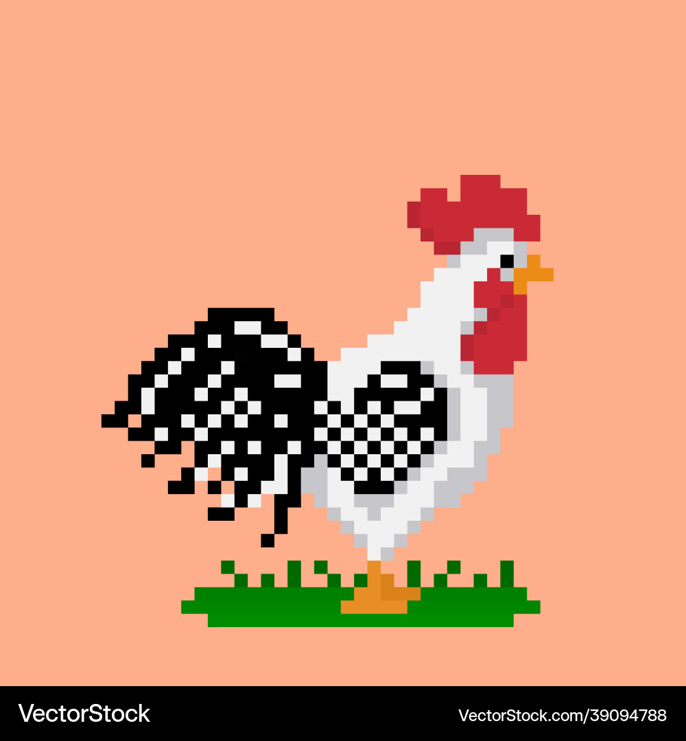Pixel rooster image cross stitch pattern Vector Image