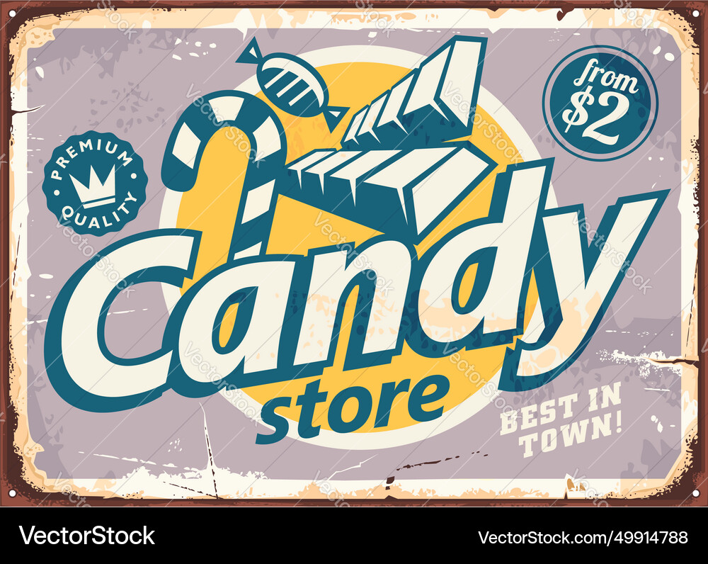 Retro Candy Shop Sign vector image