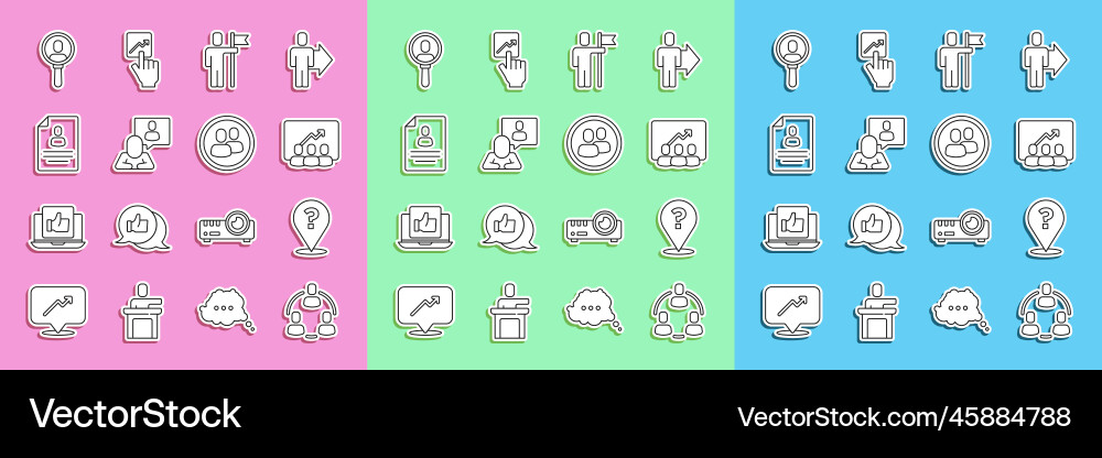 Set line project team base question mark vector image