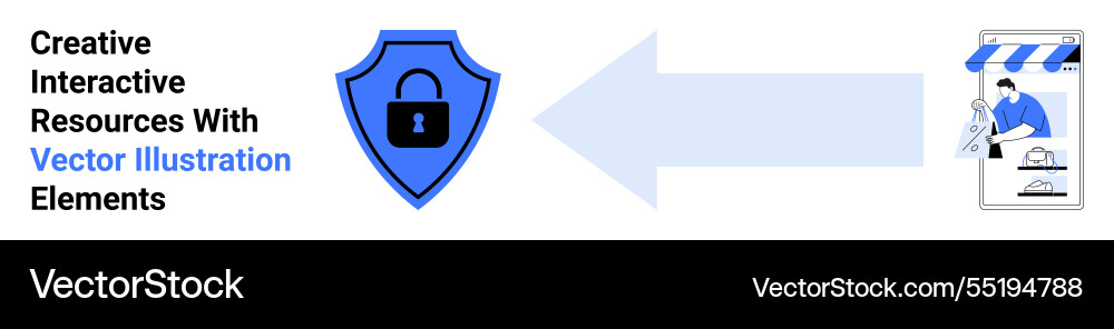 Shield with lock icon connected to digital content Vector Image