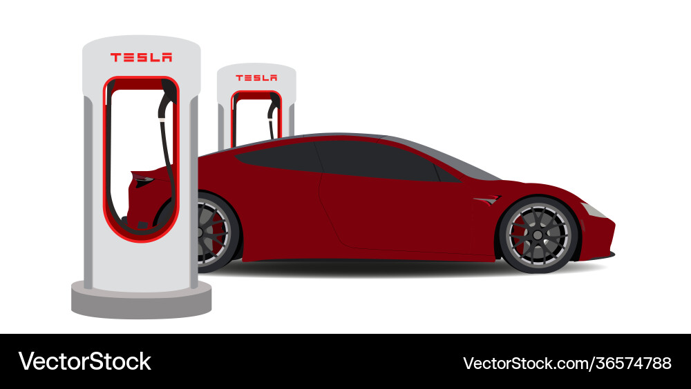 Tesla Charging Station Vector Image