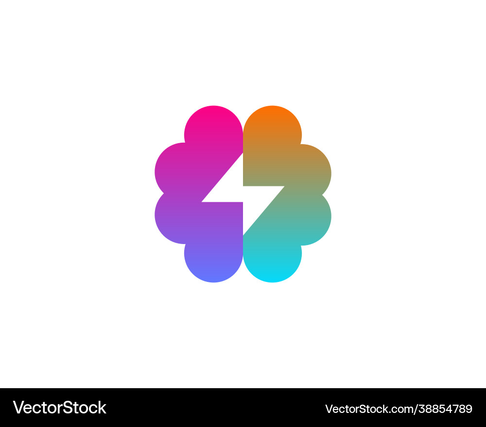 Abstract gradient brain with lightning logo design Abstract gradient brain with lightning logo design vector image