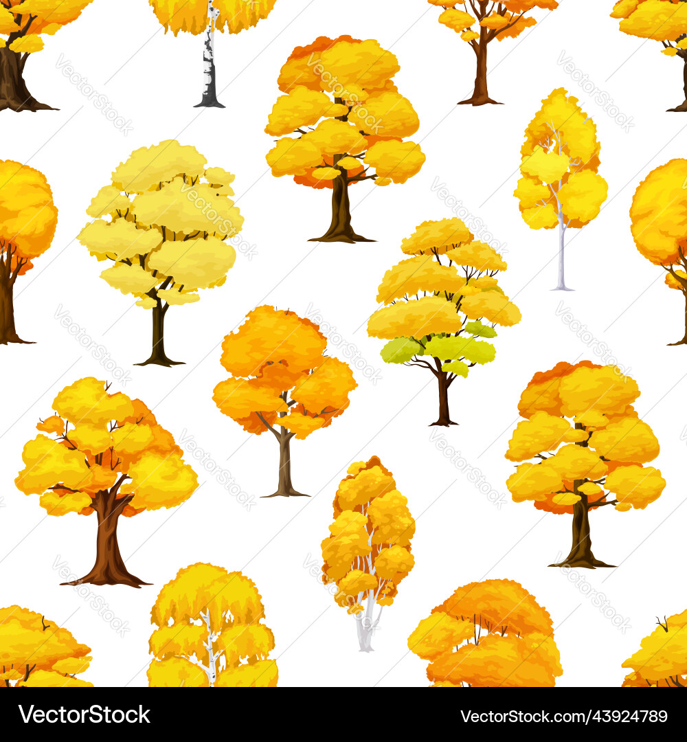 Autumn Tree Seamless Pattern vector image