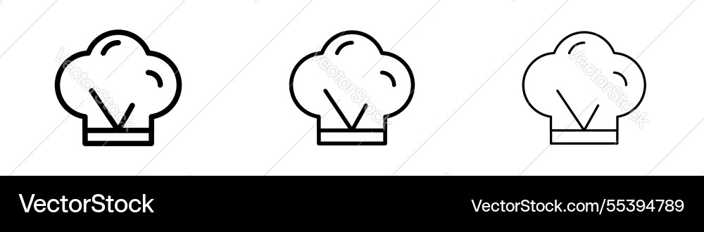 Chef hat icons in three different stroke lines Vector Image