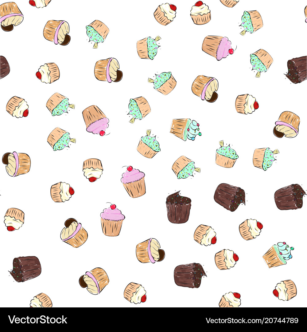 Cupcakes pattern seamless print vector image