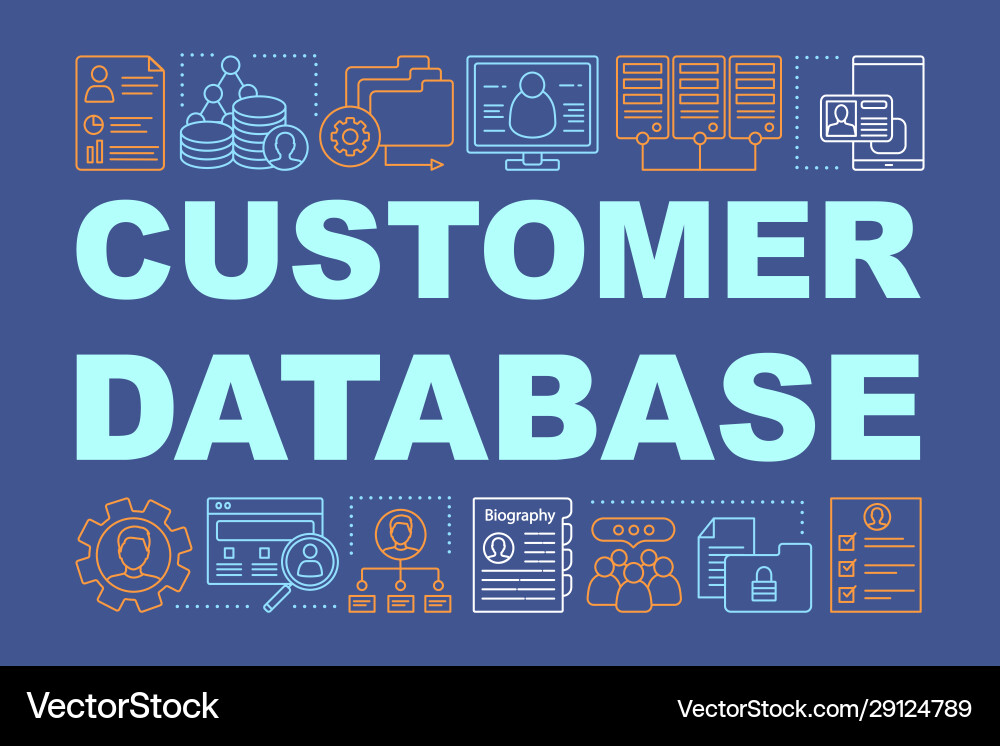Customer database word concepts banner Customer database word concepts banner Vector Image