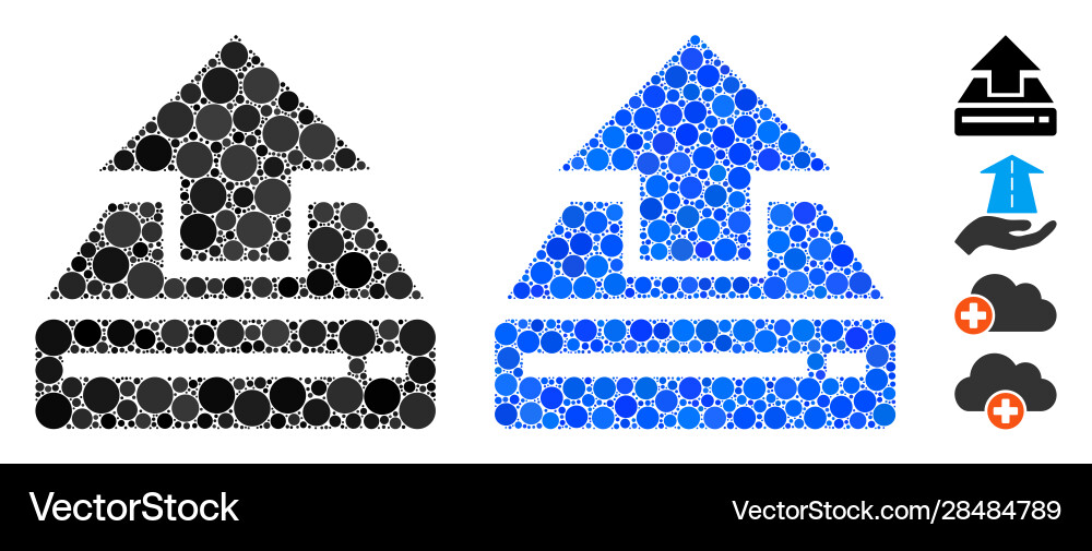 Drive upload mosaic icon circle dots Drive upload mosaic icon circle dots vector image