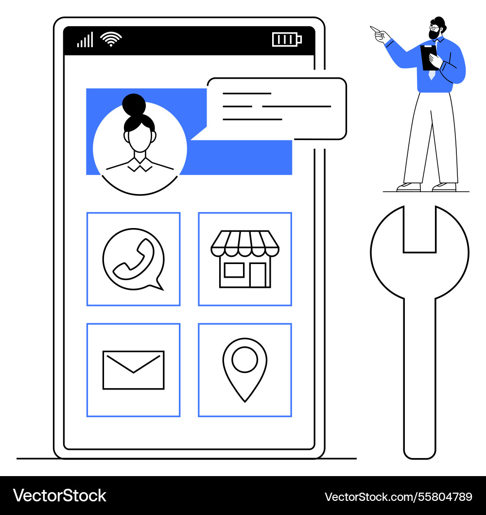 Mobile app interface with messaging navigation Mobile app interface with messaging navigation vector image