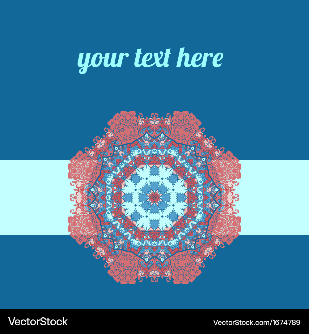 Ornate frame with sample text azure Vector Image