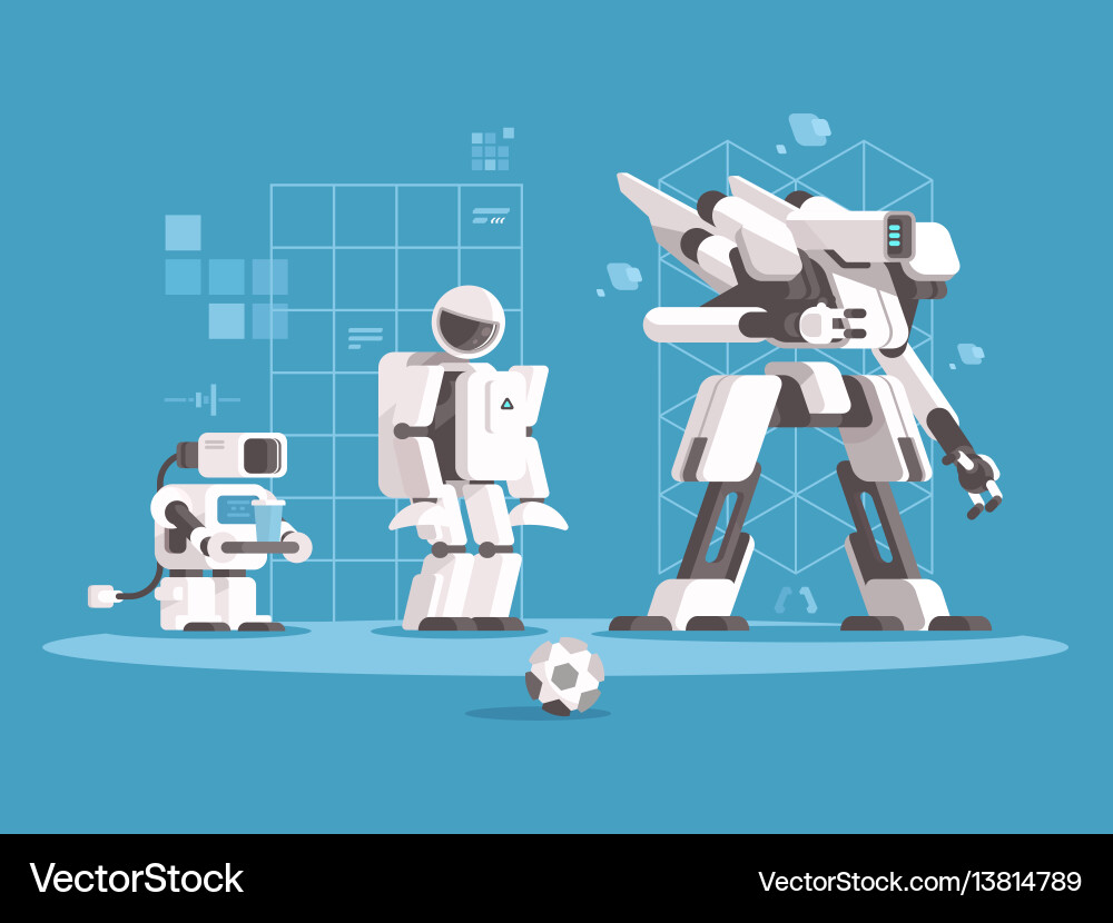 Robotics Evolution: Generations of Automation vector image