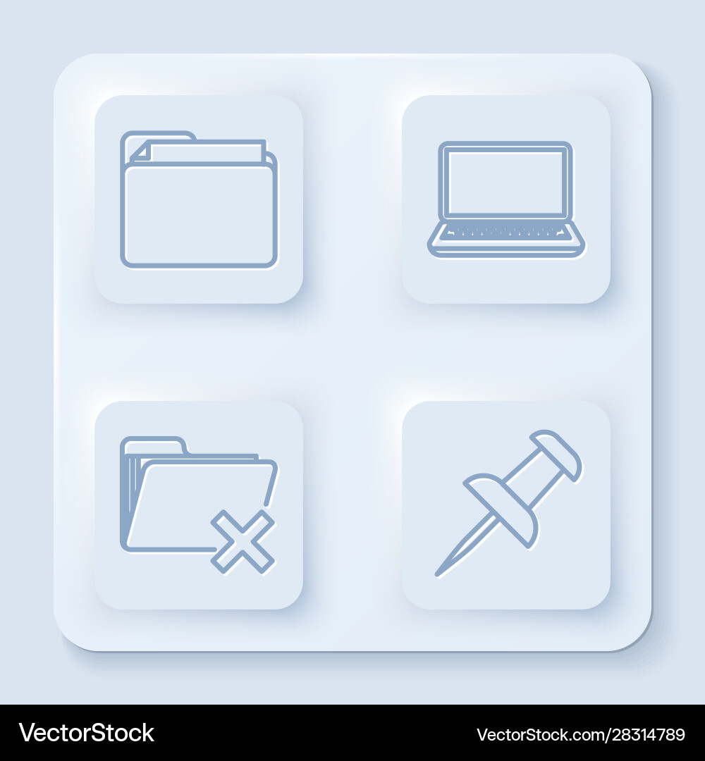 Set line document folder laptop delete Set line document folder laptop delete vector image