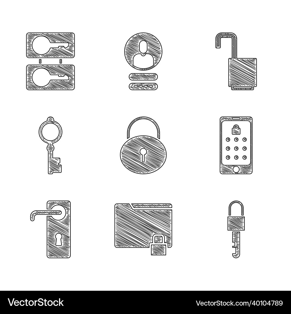 Set lock folder and locked key mobile Set lock folder and locked key mobile vector image