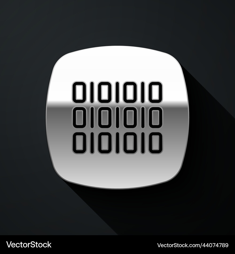 Silver binary code icon isolated on black Silver binary code icon isolated on black vector image